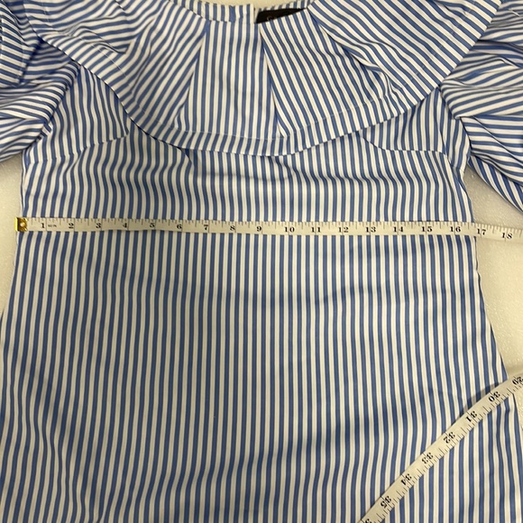 Gracia blue stripe ruffle shoulder top - Picture 10 of 13